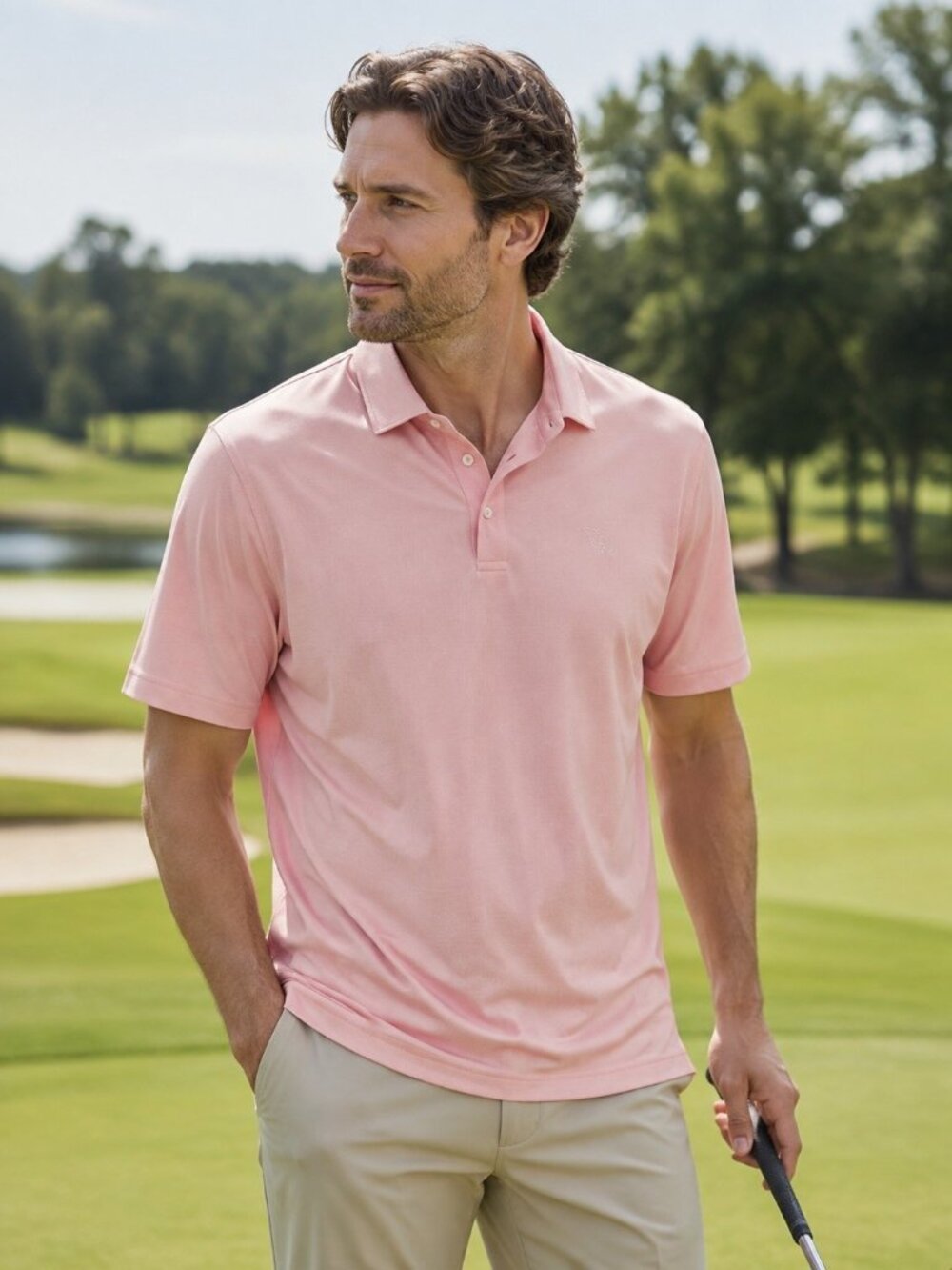 Rhoback Men’s Xl Pink Golf Polo Shirt